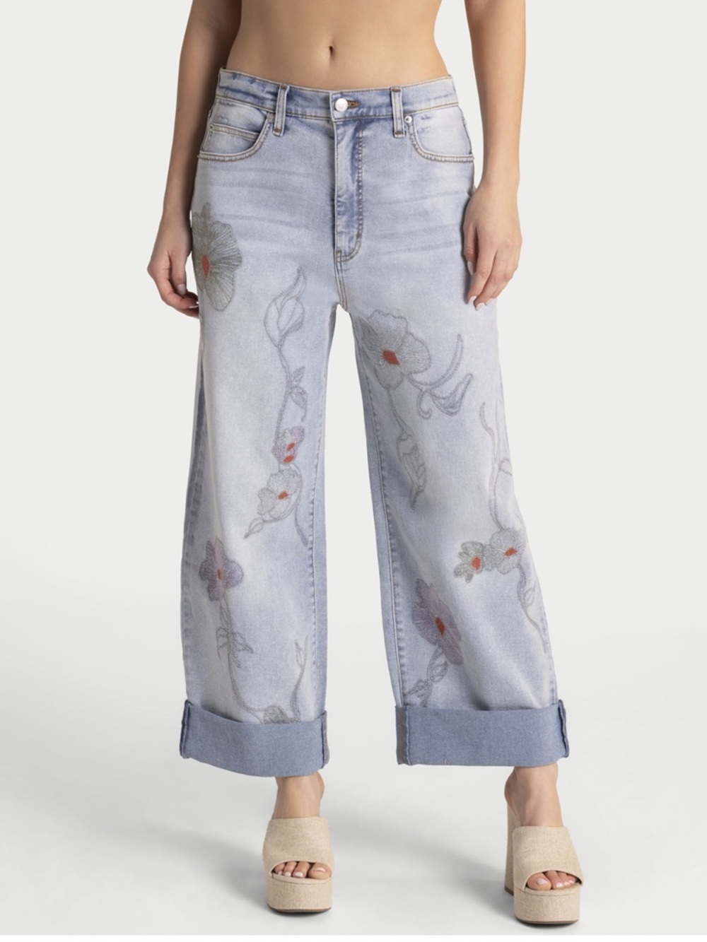 Jessica Simpson Zinnia Wide leg Embroidered Jeans